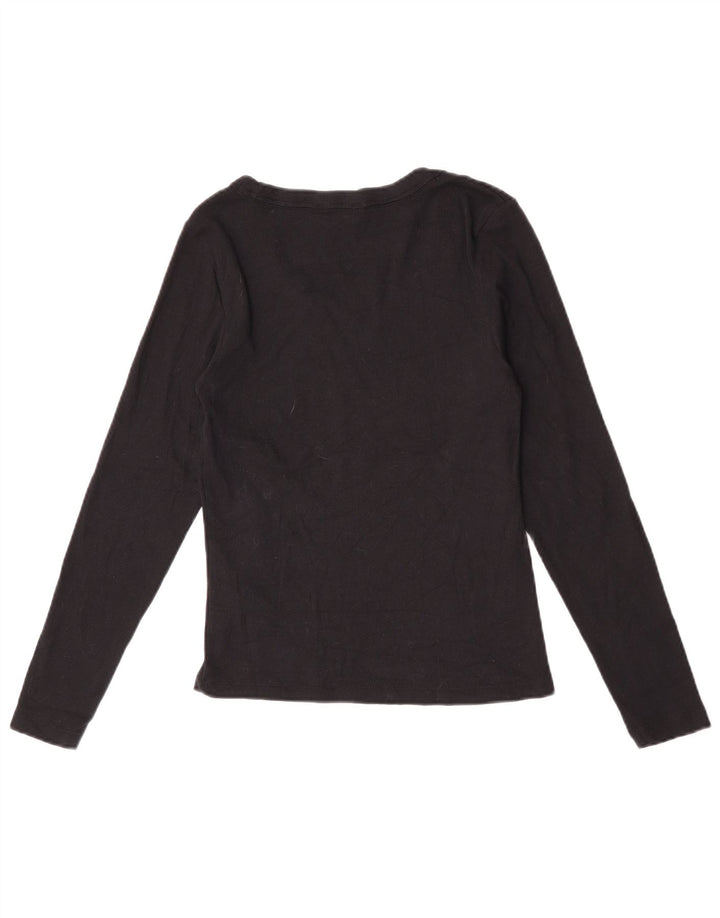 Marks & Spencer Top pentru femei cu mânecă lungă UK 12, bumbac mediu negru