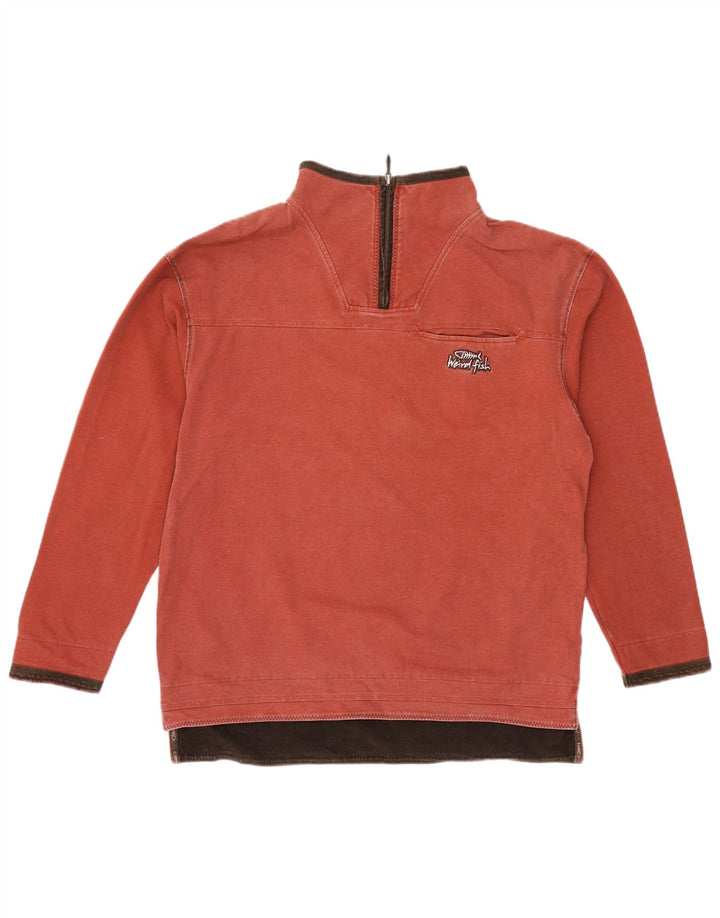 Hanorac pentru bărbați Weird Fish, cu fermoar, cu gât, din bumbac roșu mediu