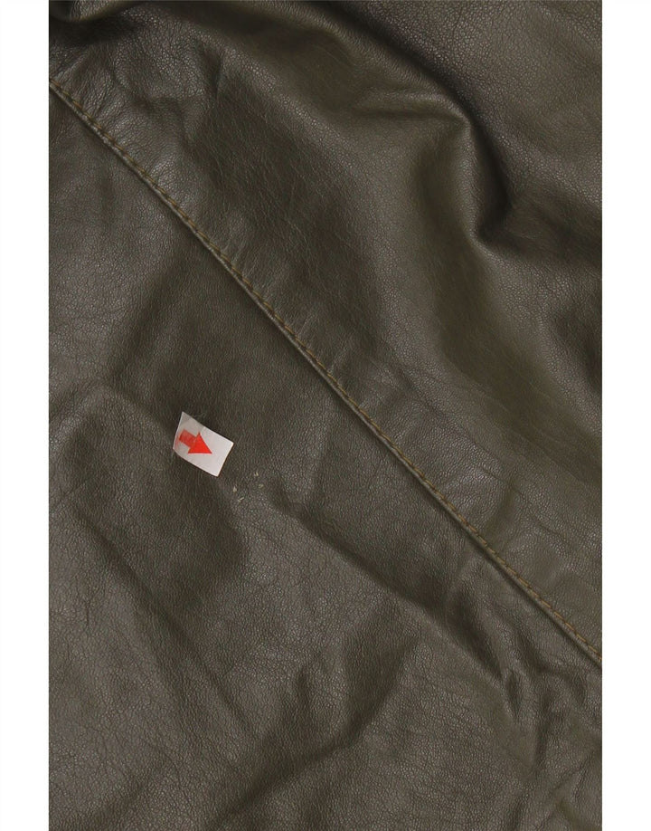 Palton supradimensionat din piele vintage pentru femei IT 40 Mic verde din piele color bloc