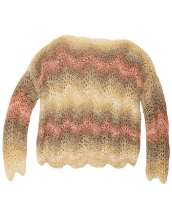 Pulover VINTAGE pentru femei cu gât de barcă UK 14 Medium, multicolore, cu dungi