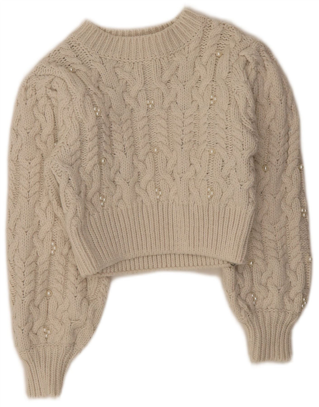 Pulover pentru damă Zara Crop Crew Deck Pulover UK 8 Mic Poliester alb