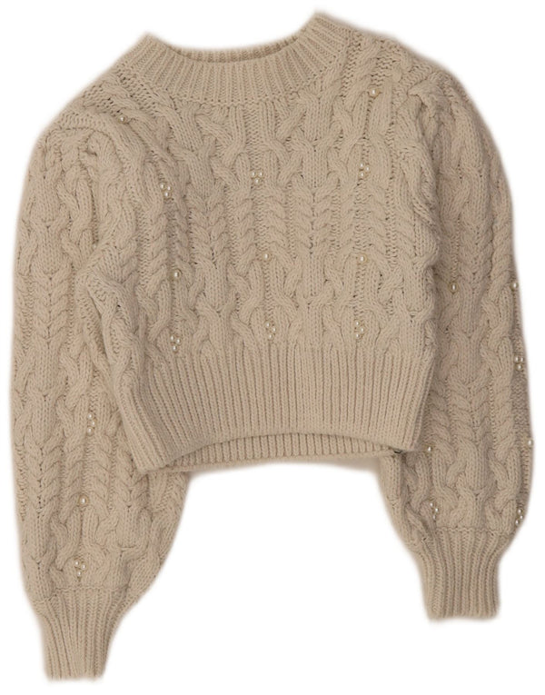 Pulover pentru damă Zara Crop Crew Deck Pulover UK 8 Mic Poliester alb
