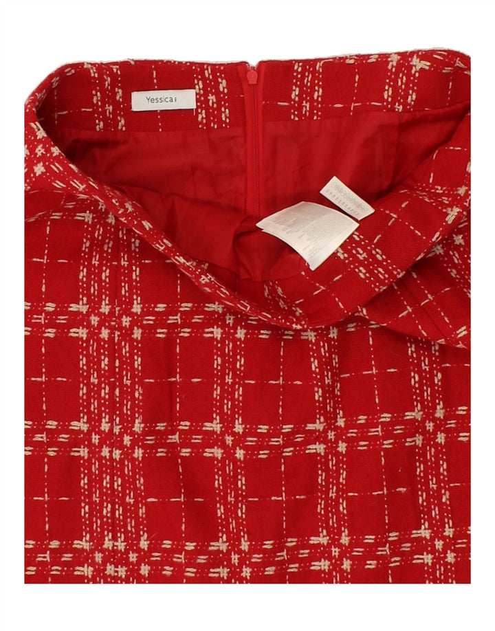 YESSICA Womens Straight Skirt IT 44 Medium W34 Red Check Polyester Vintage Yessica and Second-Hand Yessica from Messina Hembry 