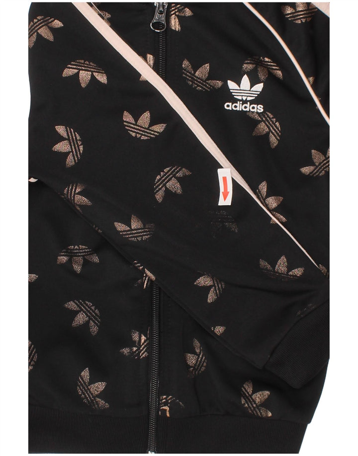Jachetă de top pentru trening cu grafic pentru fete Adidas 3-4 ani poliester negru