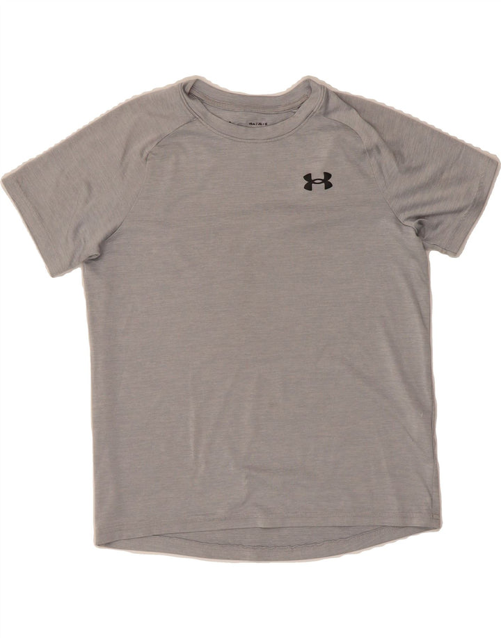 UNDER ARMOUR Boys T-Shirt Top 11-12 Years Large Grey Polyester Vintage Under Armour and Second-Hand Under Armour from Messina Hembry 