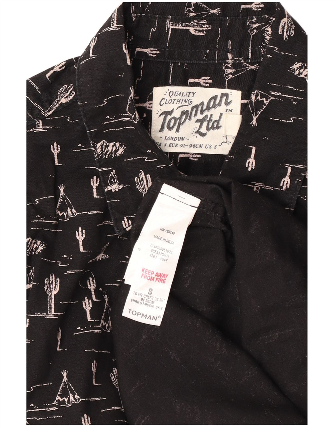 Cămașă pentru bărbați TOPMAN cu model abstract, bumbac negru mic