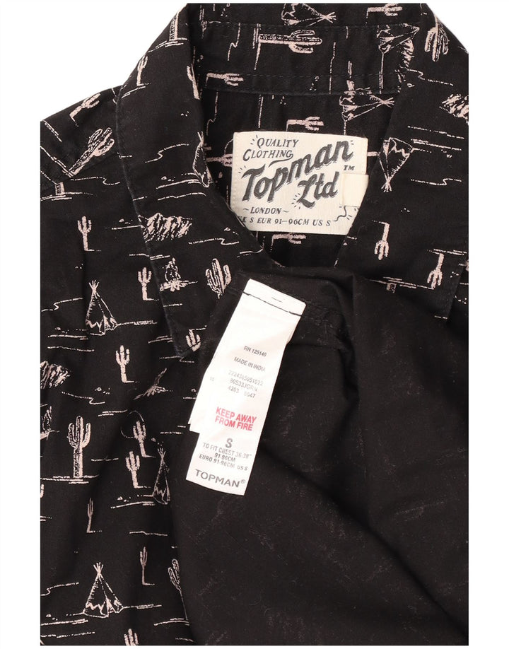 Cămașă pentru bărbați TOPMAN cu model abstract, bumbac negru mic