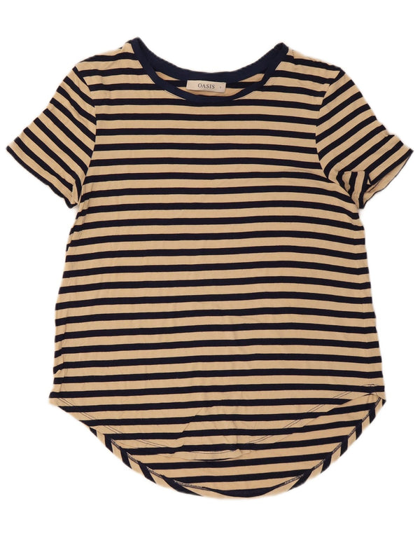Tricou Oasis pentru femei Lash Top UK 10 Small Beige Striped Viscose