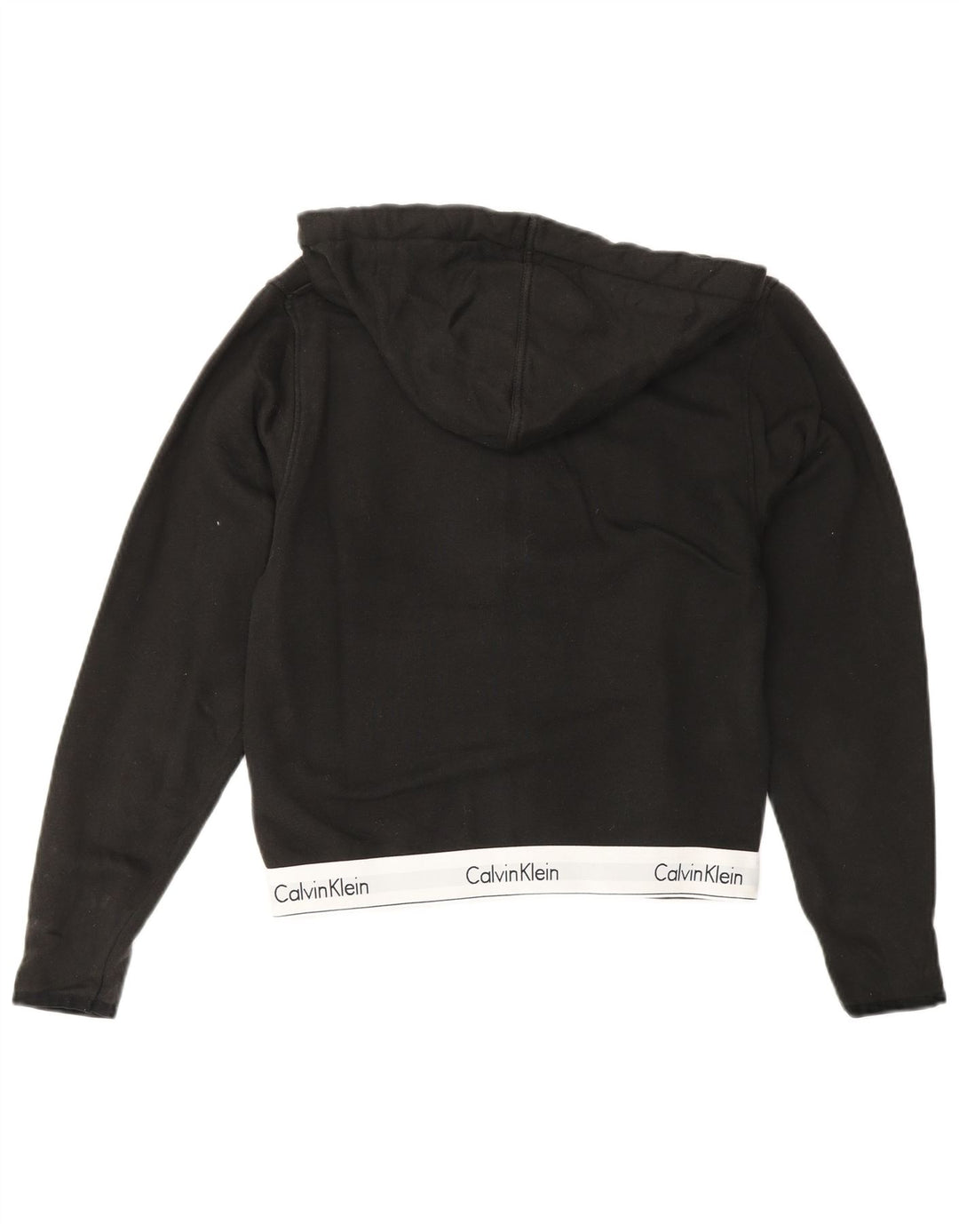 CALVIN KLEIN Pulover Crop Zip pentru femei UK 6 XS Negru Colorblock