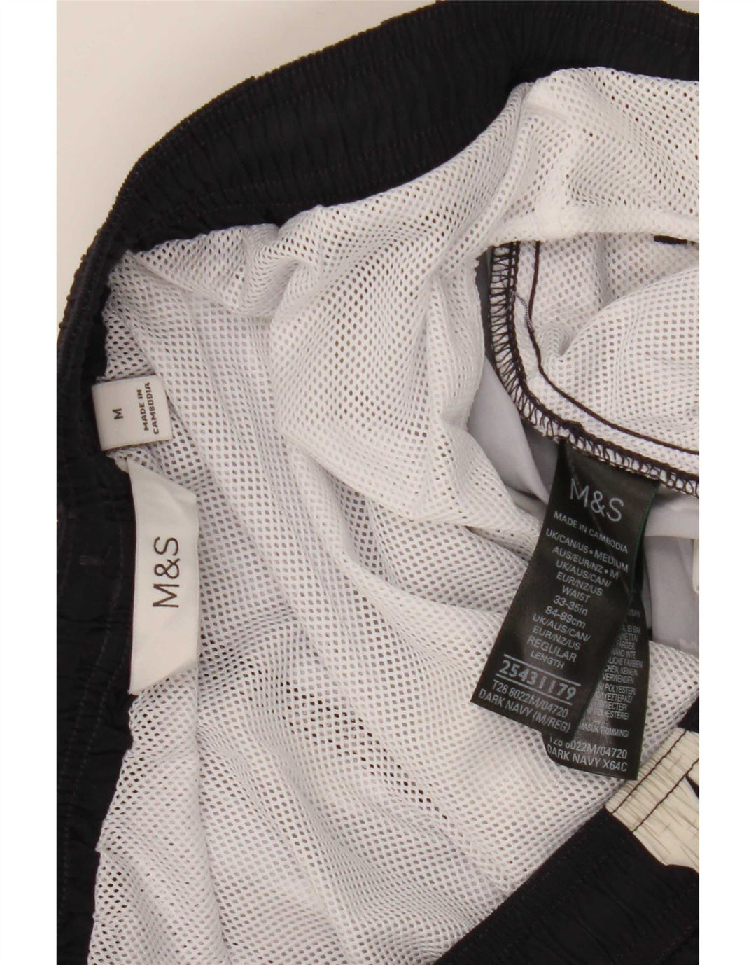 Pantaloni scurți de înot pentru bărbați Marks & Spencer, poliester floral, negru mediu