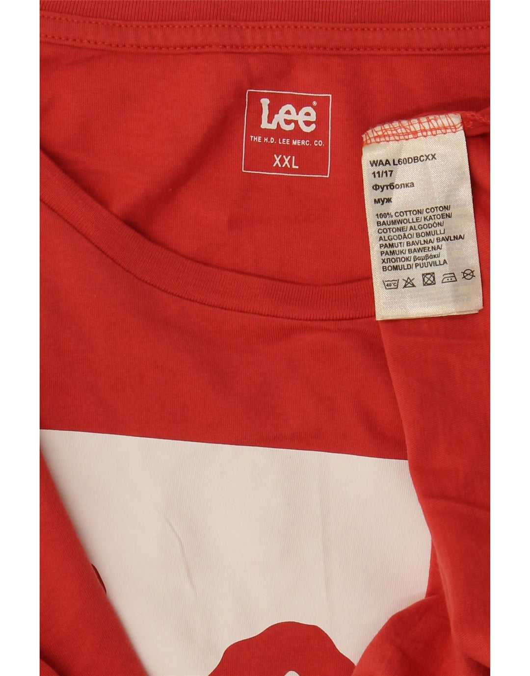 Tricou grafic pentru bărbați LEE Top 2XL bumbac roșu