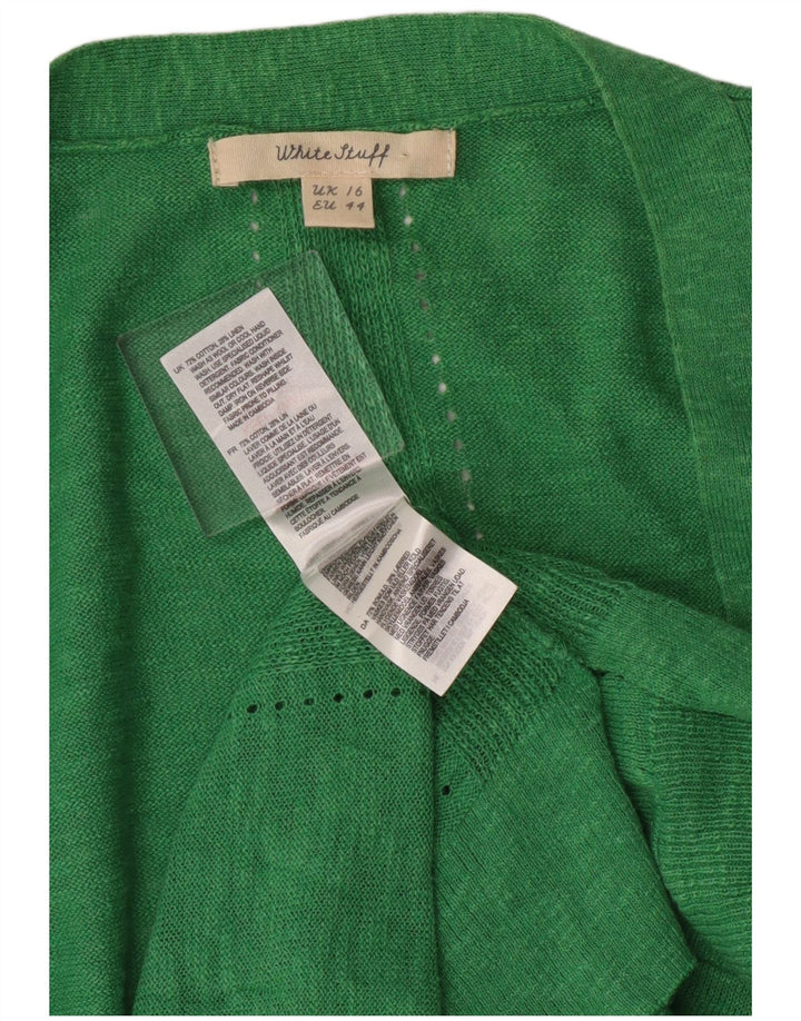 White Stuff Pulover cardigan deschis pentru femei, UK 16, mare, verde, bumbac