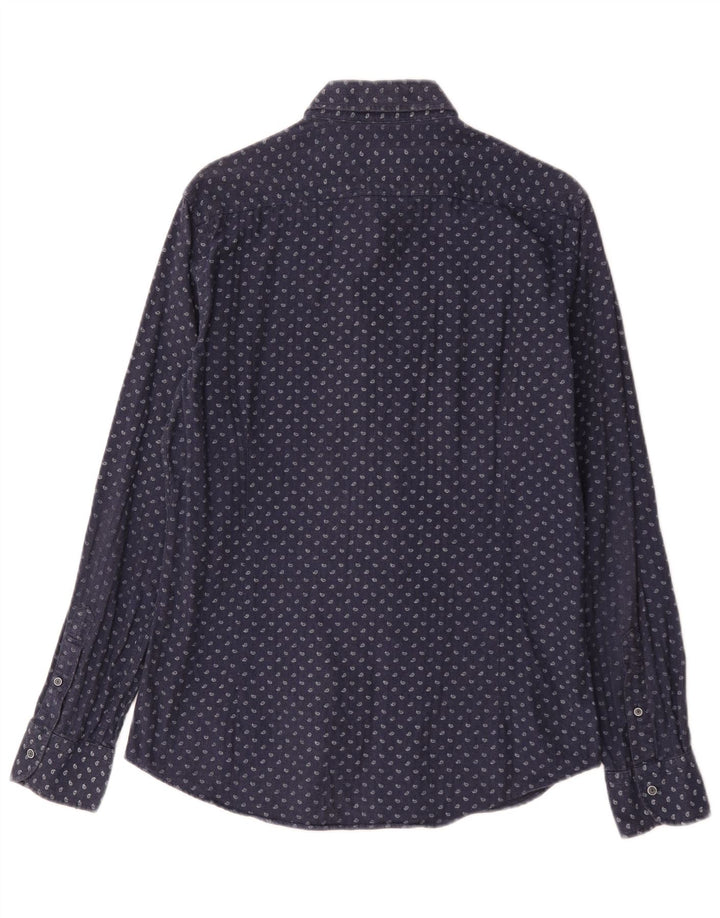 Cămașă Massimo Dutti pentru bărbați, bumbac Paisley, albastru bleumarin mediu