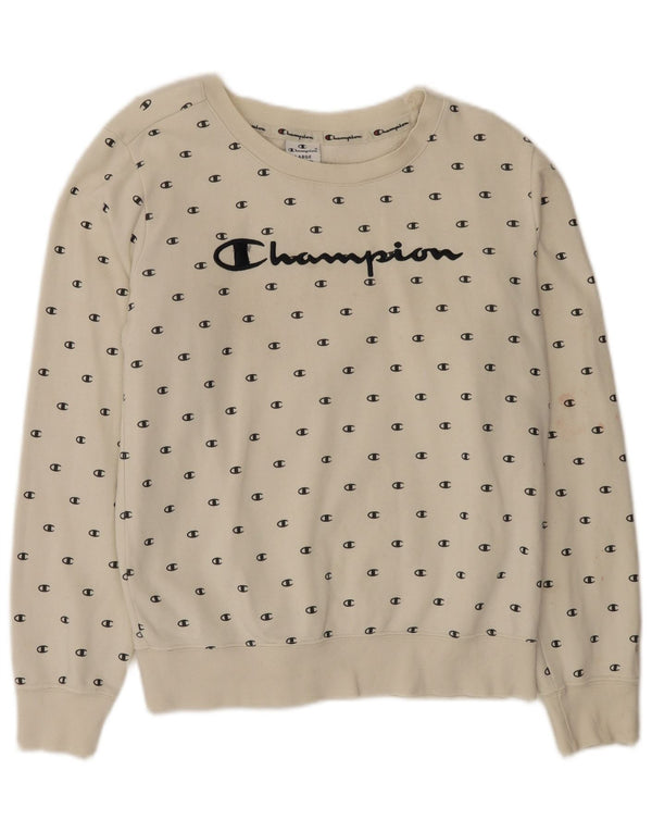 Pulover cu grafic pentru femei Champion UK 16, mare bumbac alb