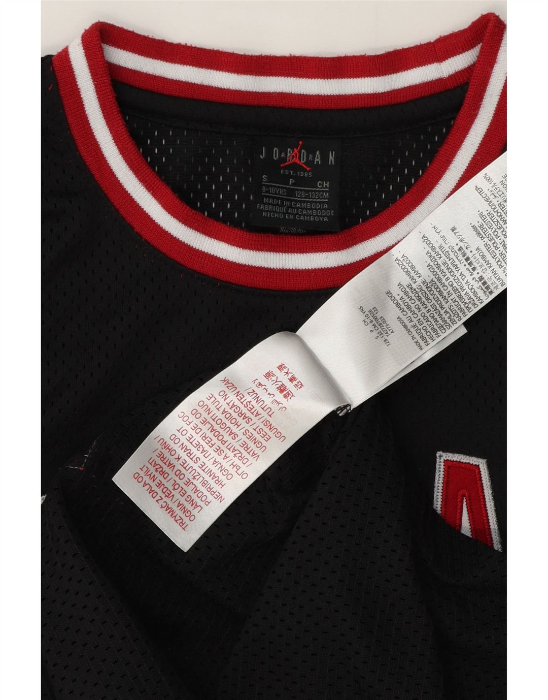 Vesta cu grafică Jordan Boys Top 8-9 ani Poliester negru mic