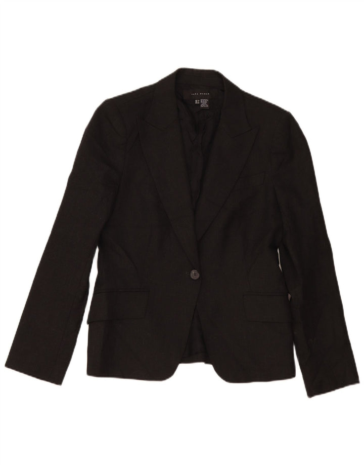 Blazer pentru femei Zara cu 1 nasture EU 40 Poliester mediu negru