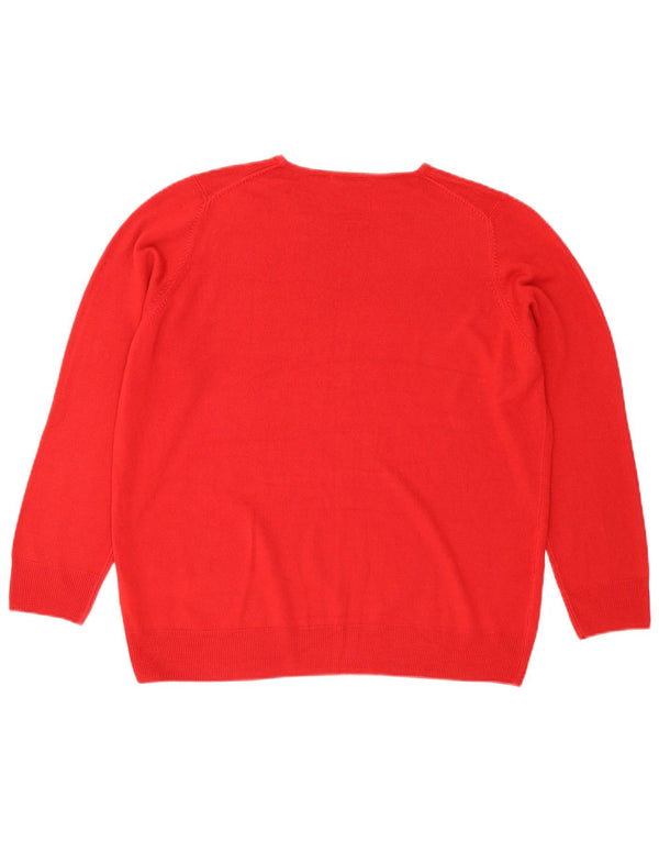 Marks & Spencer Womens Crew Neck Jumper Sweater UK 20 2XL Red Acrylic