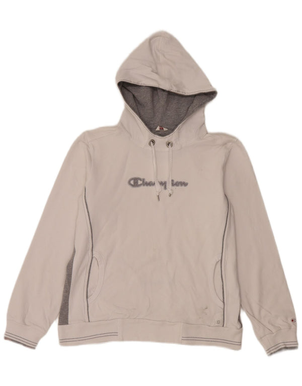 Pulover cu glugă cu grafic Champion pentru femei UK 18 XL, bumbac color bloc alb