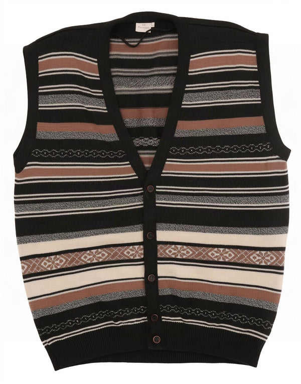 Cardigan Vintage fără mâneci pentru bărbați, IT 52, mare, cu dungi negre