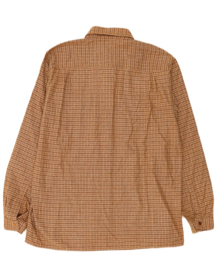 Cămașă Vintage pentru bărbați din flanel IT 50 15/16 Poliester cu carouri maro mediu