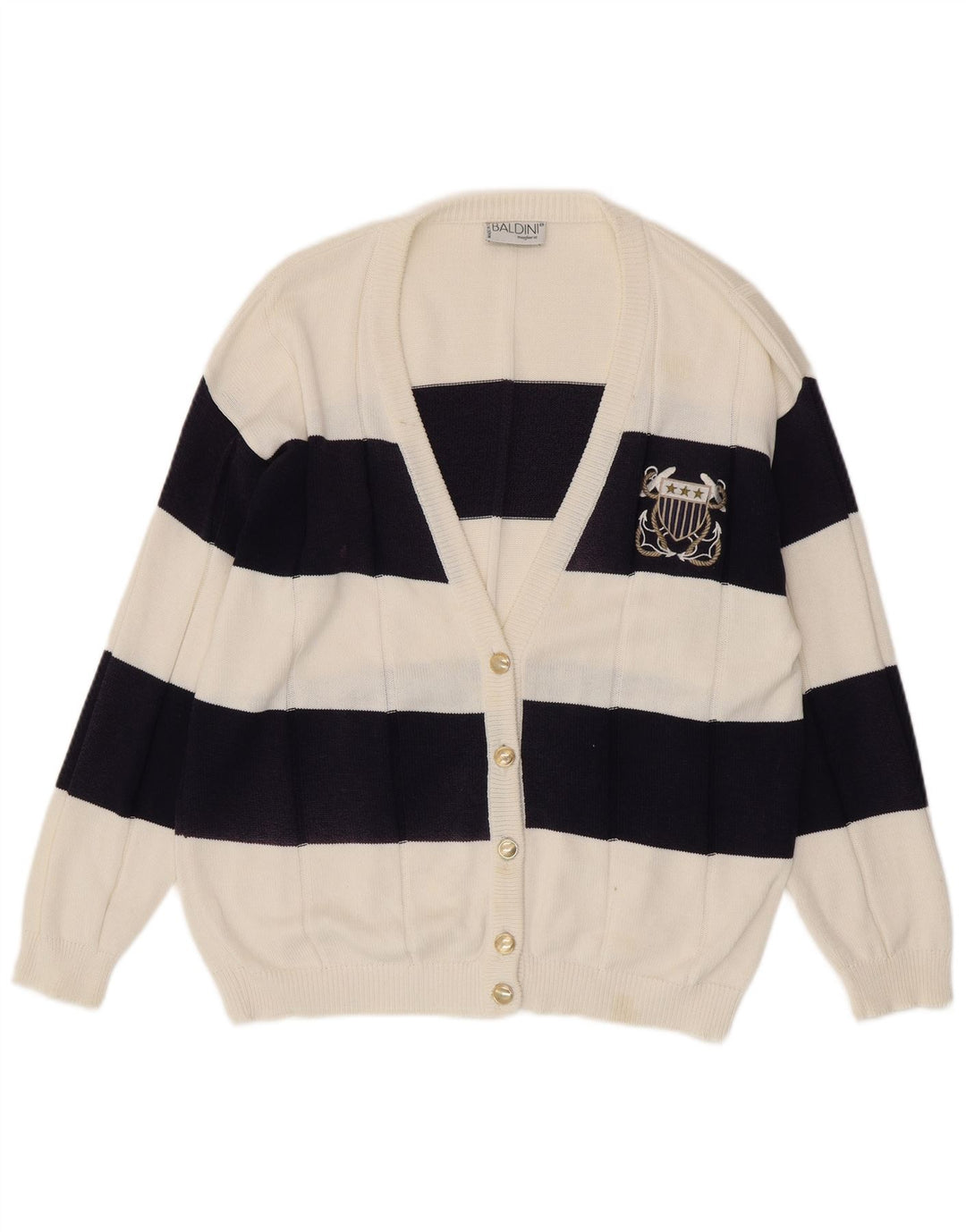 Pulover cardigan Baldini pentru femei UK 16, mare, cu dungi albe