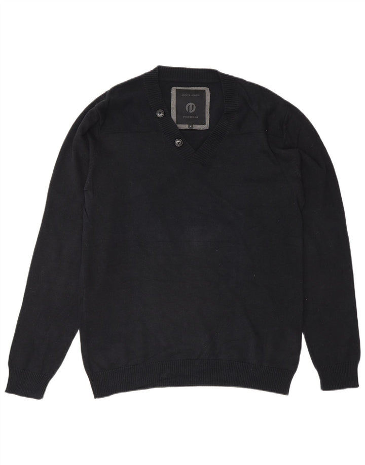 Jack & Jones Pulover premium cu decolteu în V pentru bărbați, bumbac mediu albastru bleumarin