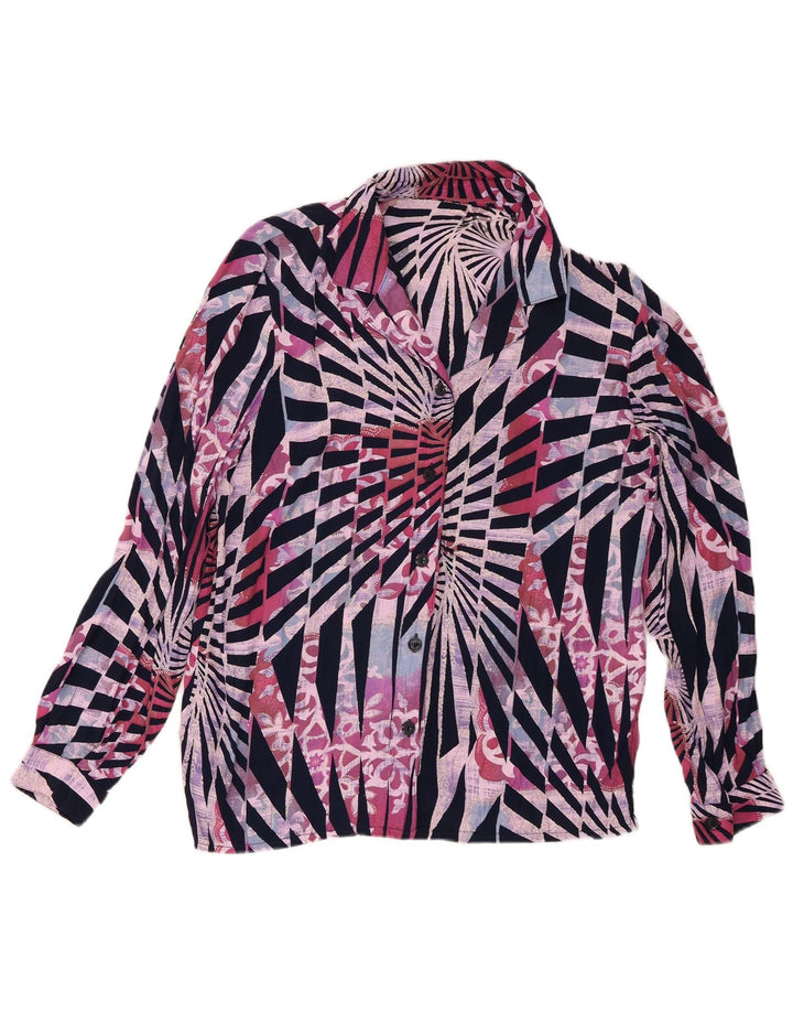 Cămașă Vintage pentru femei UK 14 Medium Multicolor Geometric Viscose