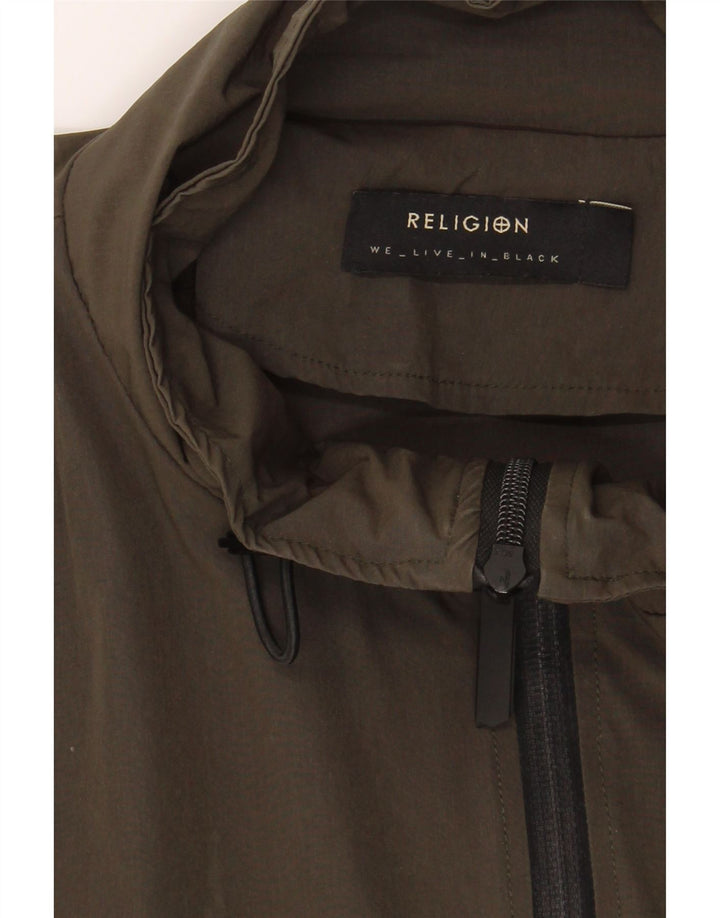 RELIGION Mens Graphic Anorak Jacket UK 36 Small Green Vintage Religion and Second-Hand Religion from Messina Hembry 
