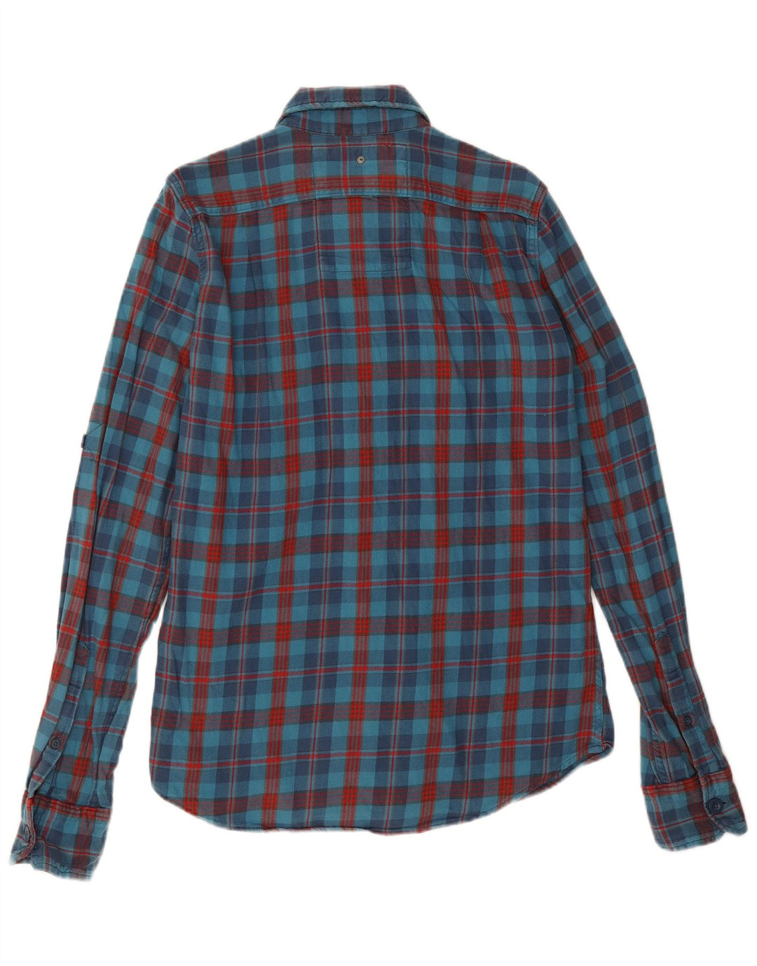 Cămașă de flanel pentru bărbați Superdry, bumbac cu carouri albastru mediu