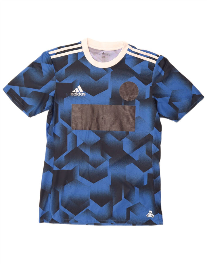 Tricou cu grafic Climalite Adidas pentru bărbați Top mic, albastru, poliester geometric