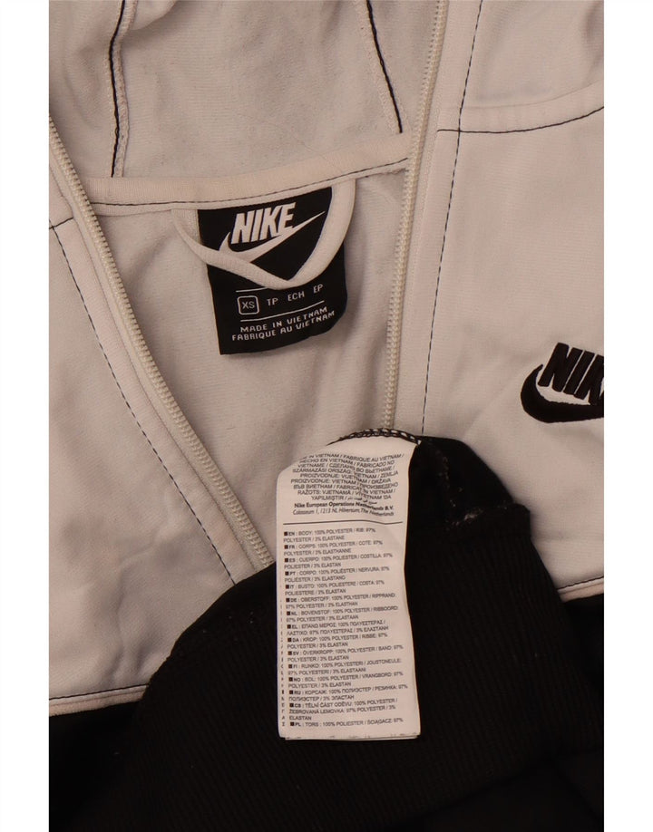 Pulover NIKE pentru femei, cu fermoar, UK 6 XS, poliester color bloc alb