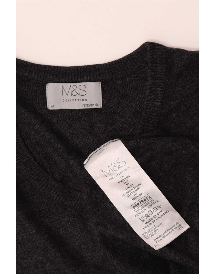 Pulover cu decolteu în V Marks & Spencer pentru bărbați, gri mediu acrilic