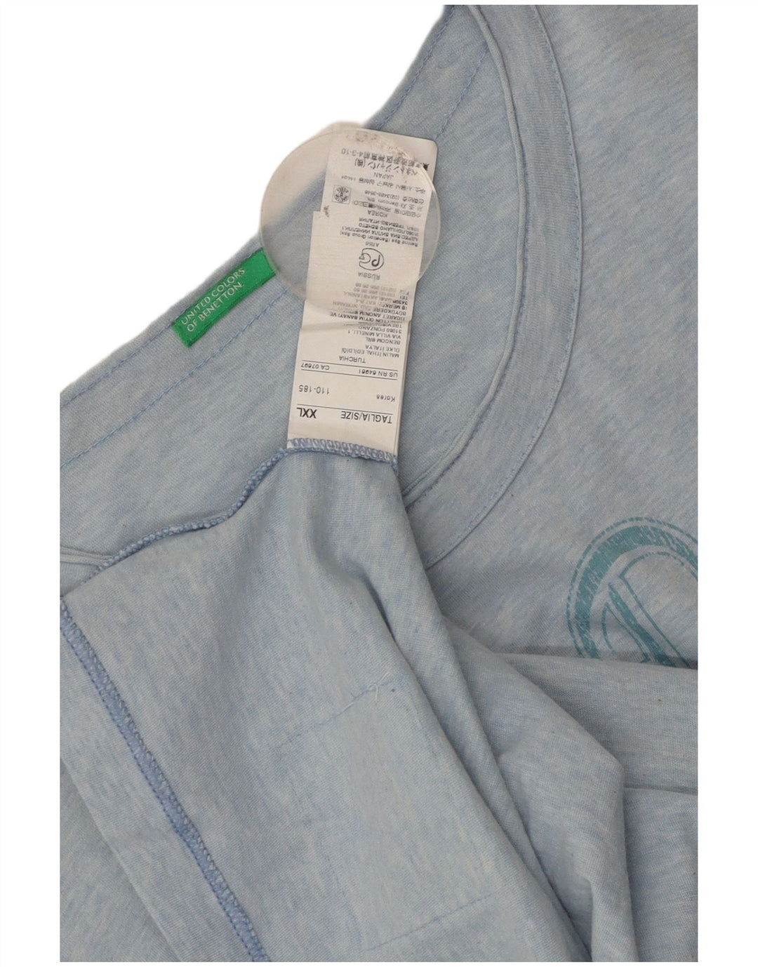 Tricou grafic Benetton pentru bărbați Top 2XL Bumbac albastru