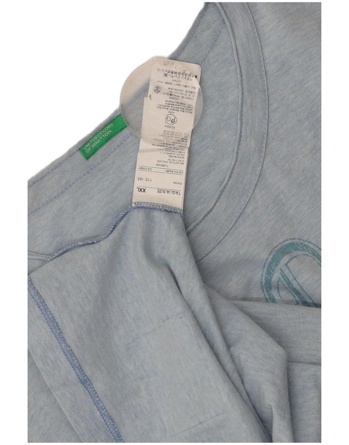 Tricou grafic Benetton pentru bărbați Top 2XL Bumbac albastru