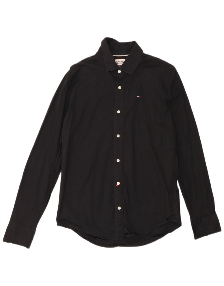 Cămașă pentru bărbați TOMMY HILFIGER, bumbac negru mare