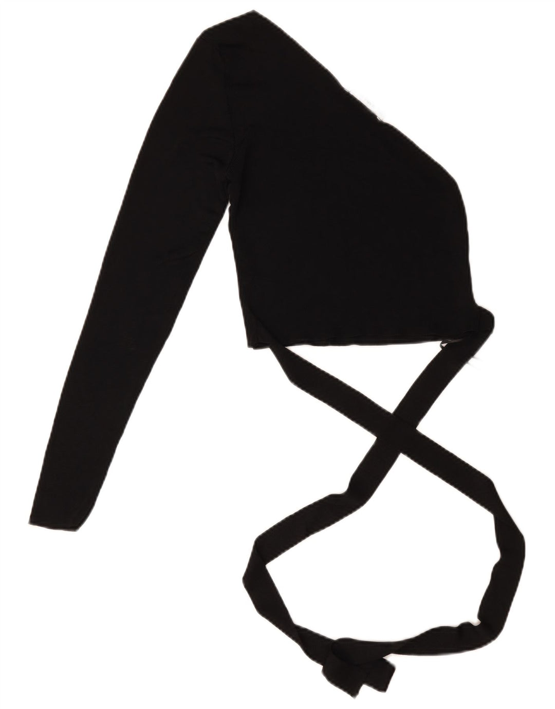 Top Crop One Shoulder pentru femei Zara UK 12 Medium Black Viscose