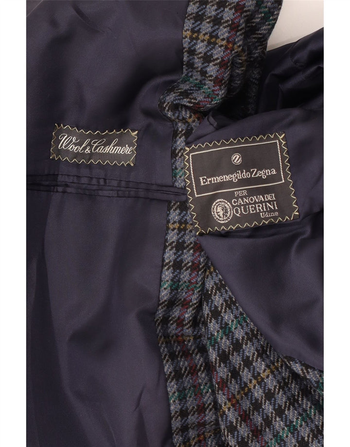 Sacou blazer pentru bărbați Ermenegildo Zegna, cu 2 nasturi, UK 38, albastru mediu, picioare de găină
