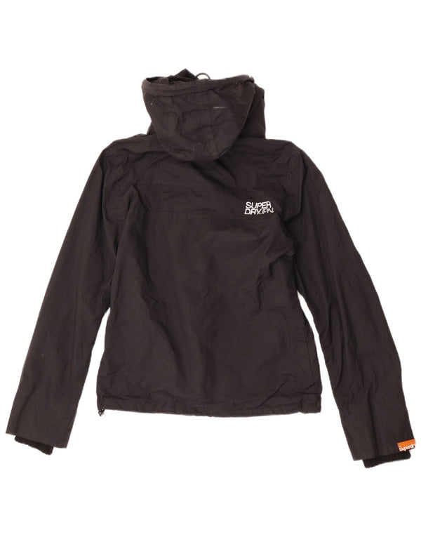 Jachetă de ploaie cu glugă Superdry pentru femei UK 12 Medium Black Nylon