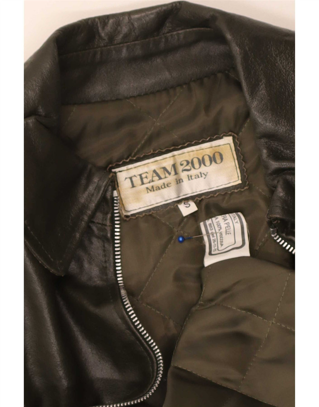 Jachetă de piele vintage pentru femei UK 10 Small Khaki