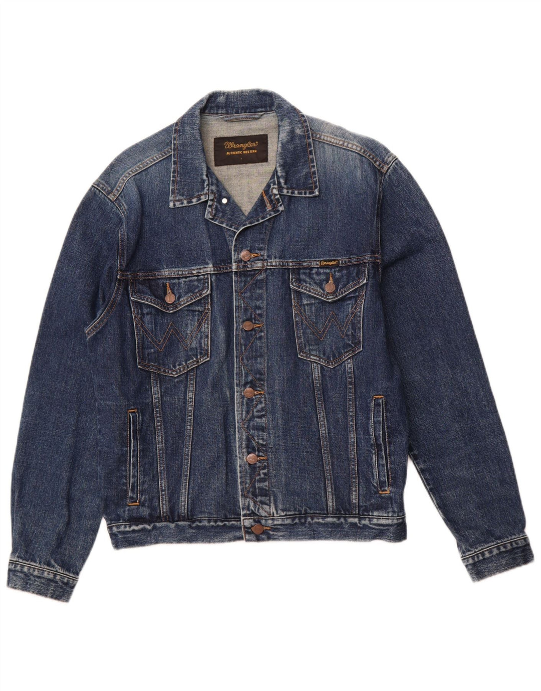 Jachetă Western Acid Wash pentru bărbați WRANGLER UK 40, mare, albastru, bumbac