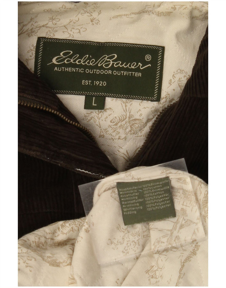 EDDIE BAUER Palton supradimensionat din velur cu glugă pentru femei UK 16 mare, bumbac kaki