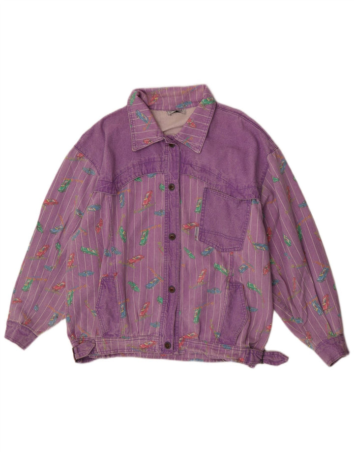 Jachetă din denim pentru femei Tintoretto, cu model abstract, EU 42, mare, violet, retro