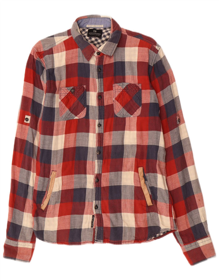Cămașă de flanel pentru bărbați SCOTCH & SODA, bumbac cu carouri roșii medii