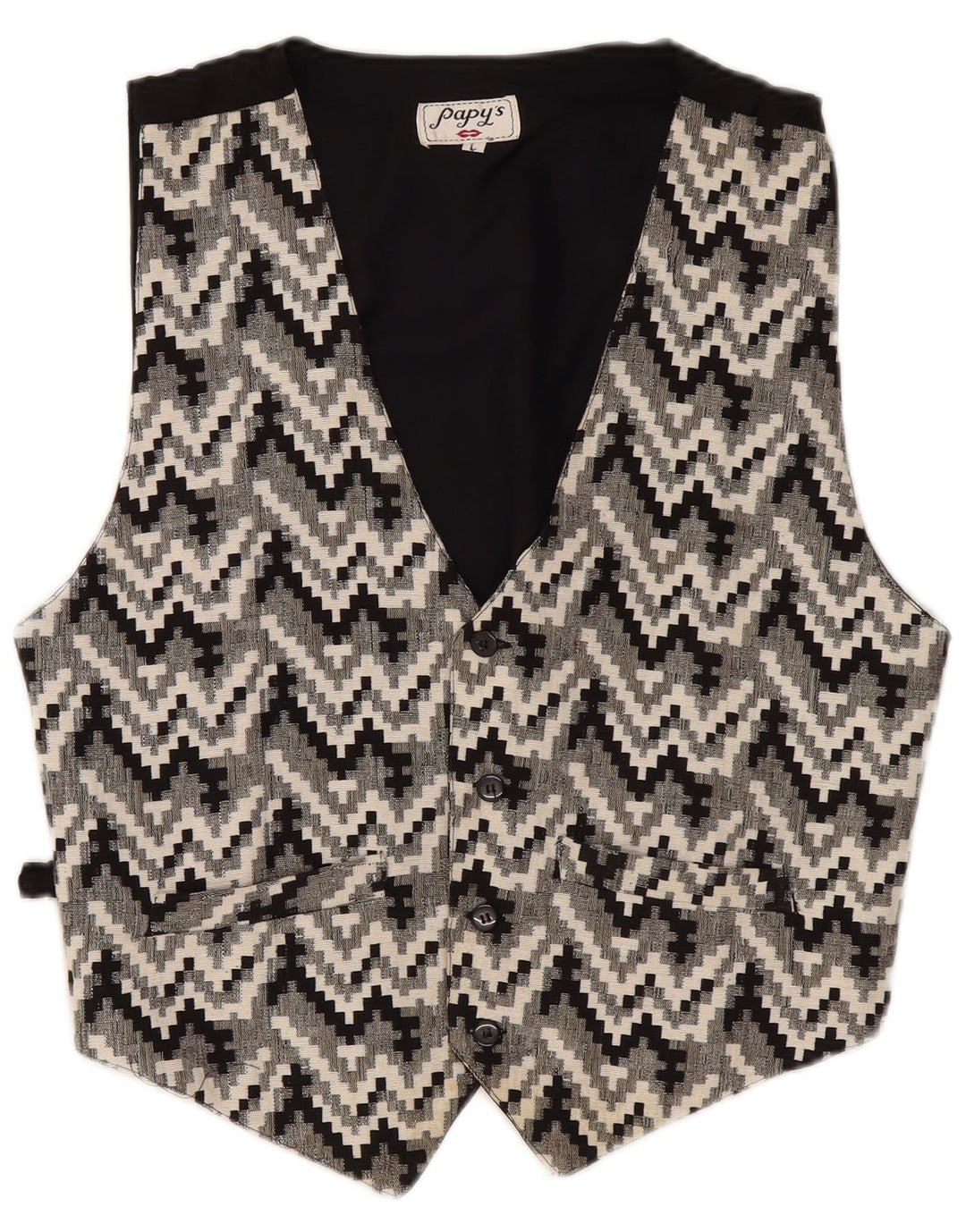 Vestă vintage pentru bărbați, mare, neagră, geometrică