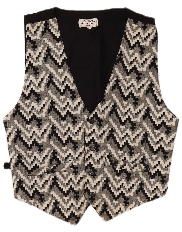 Vestă vintage pentru bărbați, mare, neagră, geometrică