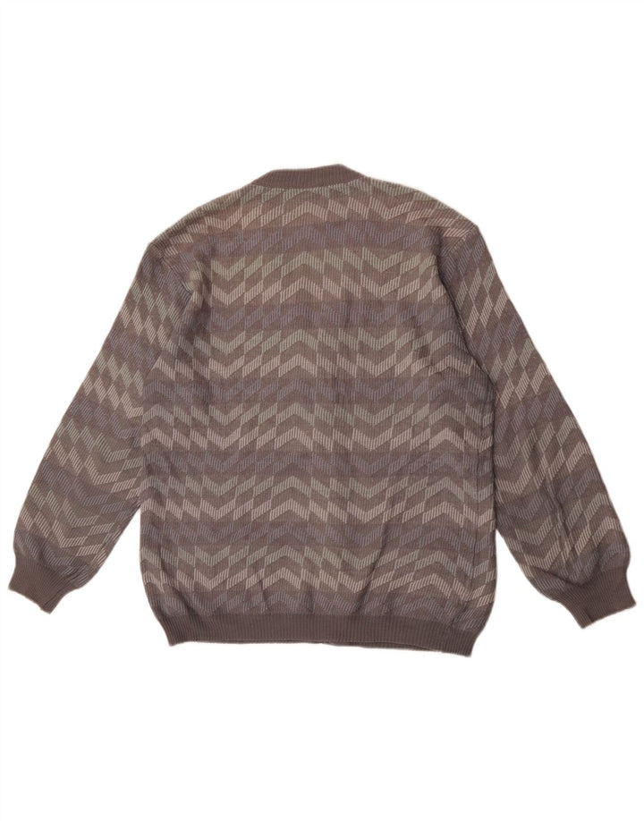 Pulover Cardigan Bernardini pentru bărbați, lână cu dungi gri mediu