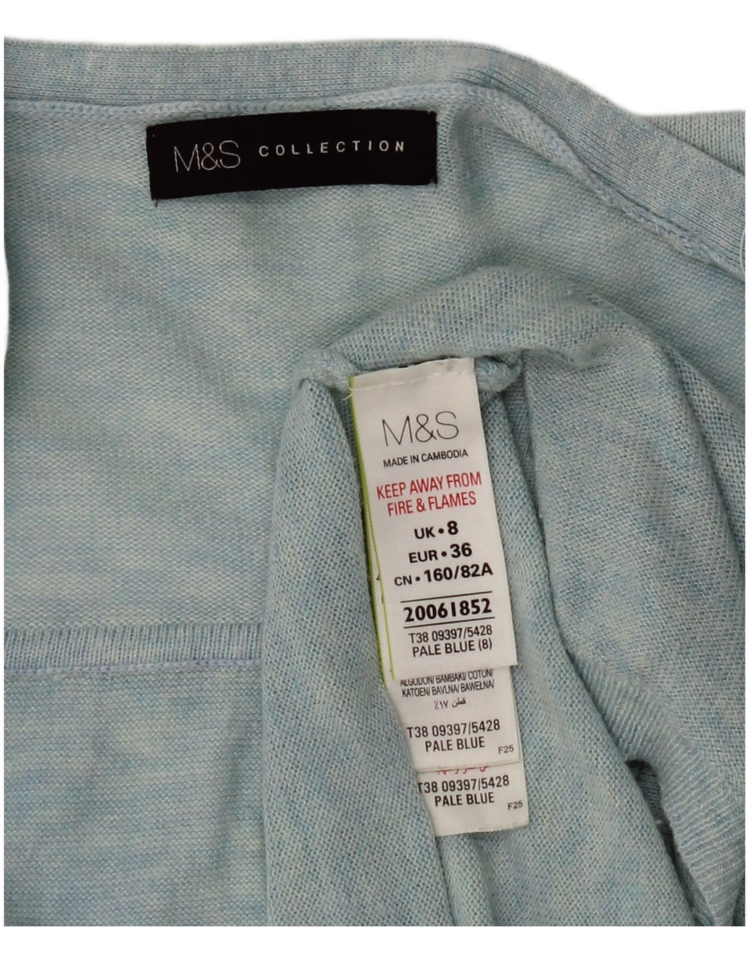 Pulover cardigan deschis pentru femei Marks & Spencer UK 8 Small Blue Poliamidă