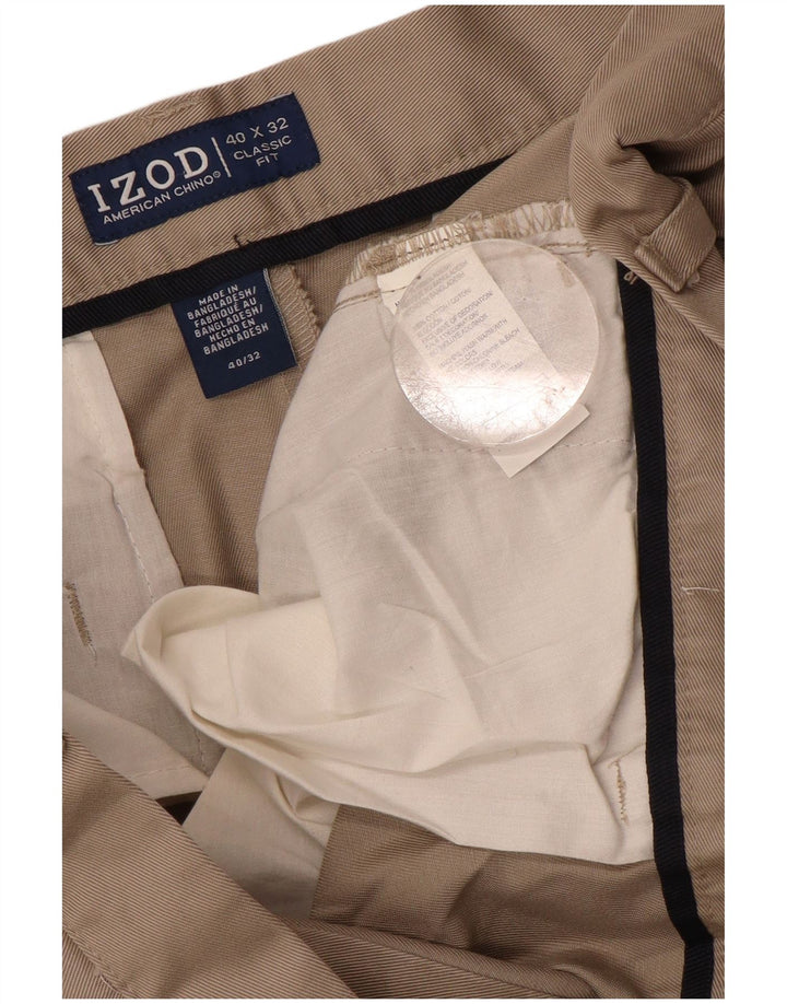 Pantaloni chino pentru bărbați IZOD, cu ajustare clasică, L40 L32, bumbac bej