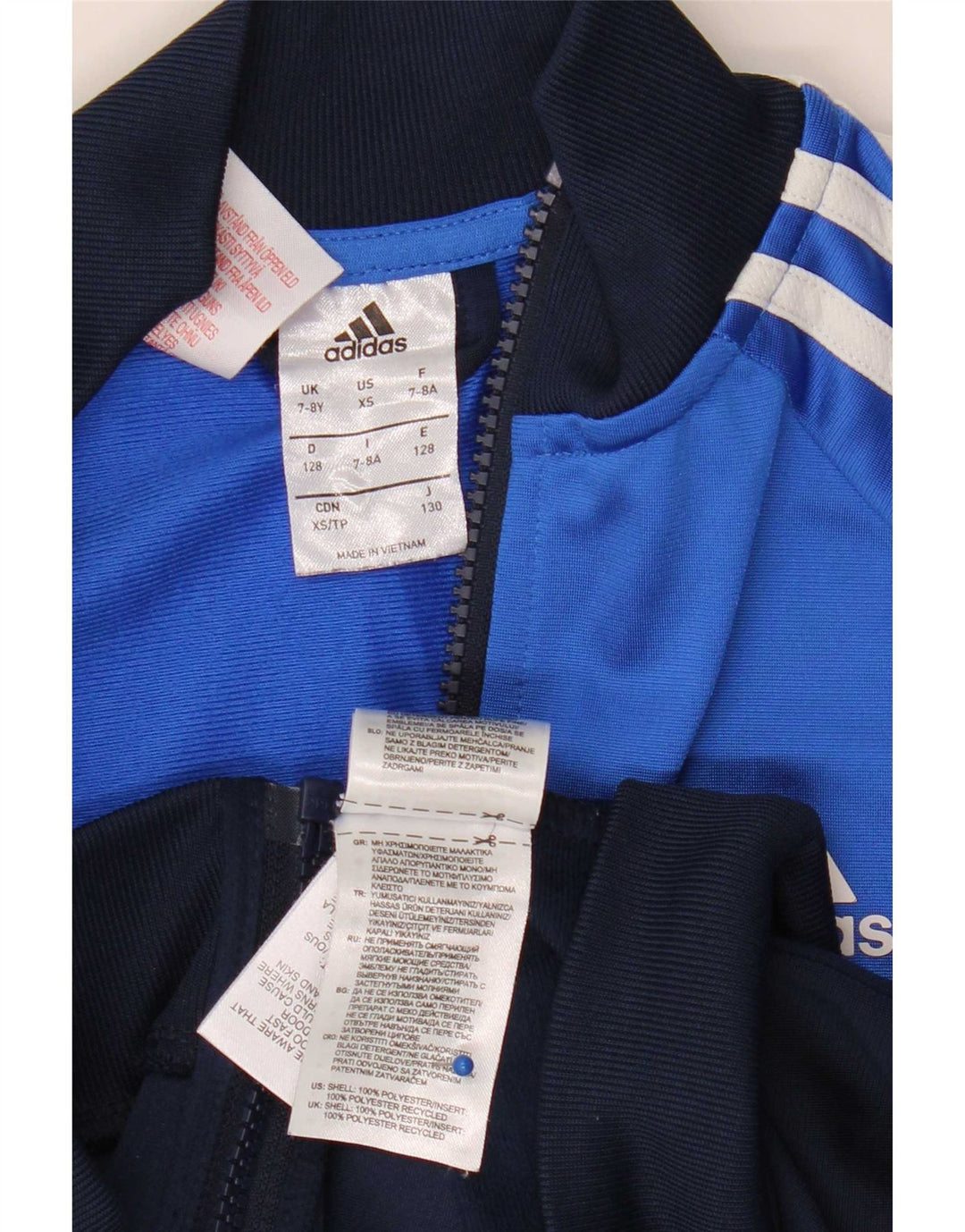 Jachetă de trening pentru băieți Adidas 7-8 ani, albastru, poliester