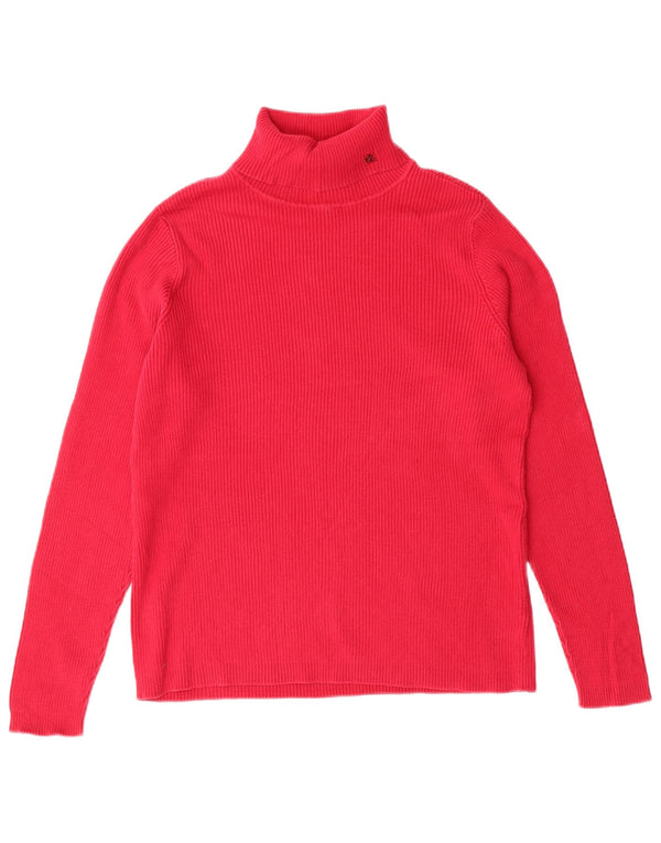 Pulover pentru femei RALPH LAUREN cu gât rulat din bumbac mare, roz, UK 16